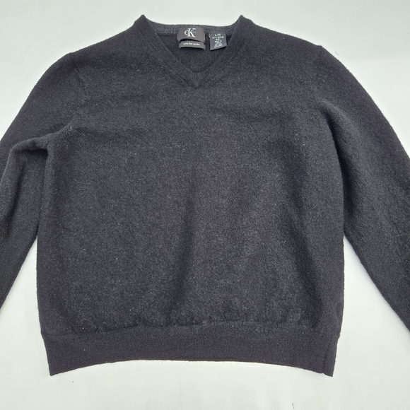 Calvin Klein 100% Merino Wool Child's V-neck sweater black size L/G Long-sleeved - Picture 1 of 6